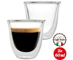 Caffé Italia Napoli 2 x 60 ml Espressogläser Doppelwandig - für Espresso Tee Heiß- und Kaltgetränke - spülmaschinengeeignet