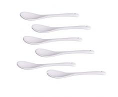 Porzellanlöffel Marmeladenlöffel Minilöffel Eierlöffel Senflöffel, Porzellan, 6 Stück, pro Löffel ca. 12.5 cm, weiß