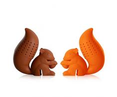 iNeibo Teesieb Teefilter aus Lebensmittelechtem und BPA freiem Silikon, sehr lustiges Teeei mit Eichhörnchen Design 2er Set