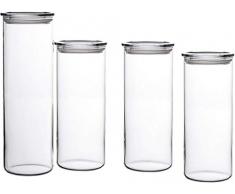 Bohemia Cristal 093 006 041 SIMAX Vorratsgläser aus hitzebeständigem Borosilikatglas, 4er Set (1 Stück : 1,8 L / 3 Stück : 1,4 L) mit Kunststoffdeckel klar