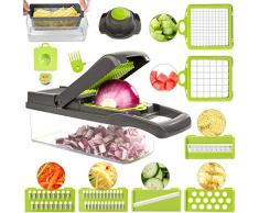 FUKTSYSM Gemüsehobel - 11 in 1 Neuestes Design Zwiebelschneider Gemüseschneider Slicer Kartoffelschneider Obstschneider Zwiebel Zerkleinerer Ideal zum Hobeln von Obst und Gemüsehobel