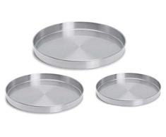 Original GMMH Set Tablett Serviertablett rund Kellnertablett Edelstahl Servierplatte (3er Set)