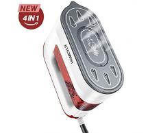 HOMEVER Dampfglätter Dampfbürste Steamer Dampfbügeleisen für Alltag und Reise, 1300W, Rot