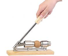 Retro Design-Nussknacker aus Holz und verchromtem Stahl (Designte Nuss-Knacker) 21 x 5cm