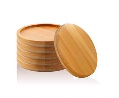 T4U 7,2cm Bambus-Untersetzer Untertasse Rund 6er-Set