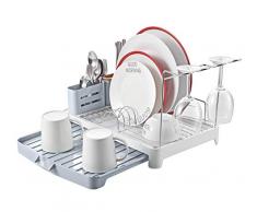 kingrack abtropfgestell edelstahll,geschirrabtropfgestell faltbar,geschirrablage mit ausziehbarer Geschirr abtropfgitter,geschirrkorb mit Besteckhalterkorb,Wineglashalter,geschirrabtropfer für küche