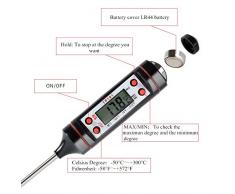 Meilliger Thermometer Küche Universales Haushaltsthermometer Digitales Kochthermometer Küchenthermometer Fleischthermometer, Ablesbar 50°C- 300°C, °C/°F Umschaltbar Thermometer mit Schutzhülle