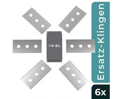 vinel® - Ersatzklingen Ceranfeldschaber (Doppelseitig, 6 Stück, Edelstahl Klingen) Klinge Rostfrei, Ersatzklinge für Ceranfeld, Kochfeld Schaber, Rasierklingen, Küchenschaber, Vignettenschaber