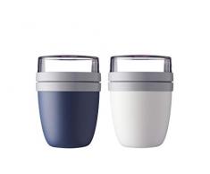 Mepal Lunchpot Ellipse 2-er Set Lunchbox (Nordic Denim und Weiss)