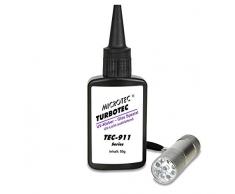 Microtec® Turbotec 911 Glas Spezial UV-Kleber - das Original | extra stark für Glas/Metall | 50g | mit UV-Taschenlampe | lichthärtender und transparenter Klebstoff | Qualitätsprodukt aus Deutschland