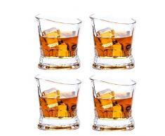 QAQA Whiskey Scotch Glas, 4 PC-Kristalltrinkgläser Ultra-Clarity, 100% bleifreie Glas Spülmaschinenfest Tumbler for Bourbon Liquor Cocktail auf den Felsen