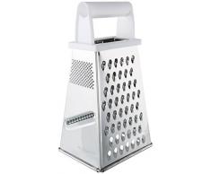 Fackelmann Vierkantreibe, Gemüsereibe mit 4 verschiedenen Reibeflächen, Gurkenhobel aus Edelstahl (Farbe: Silber), Menge: 1 Stück