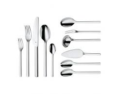 WMF Dune Besteck-Set 66-teilig für 12 Personen Löffel Gabel Messer Kaffeelöffel Kuchengabel Portionsschöpfer Servierlöffel Salatgabel Serviergabel Tortenheber Cromargan Edelstahl rostfrei poliert