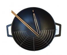 osoltus Wok Gusseisen mit Zubehör Wok-Set mit Deckel 36cm