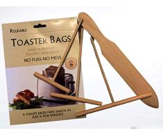 Smose Kreppstreuer Crepe Spreader Crepes Verteiler - Crepes Wender 7,5 cm, 12,7 cm und 17,8 cm aus Natürliches Buchenholz und 28 cm Holzspachtel-Kombi-Set komplett mit 2 Antihaft-Toastertüten