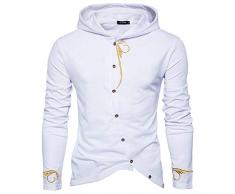 LIXIAOLAN Männer Täglich Grund Herbst & Winter Regular Mantel, Feste farbige Kragen Langarm Baumwolle Schwarz/Wein/Weiß,Weiß,XL