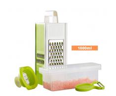 Golden Castle Premium Vierkantreibe mit Auffangbehälter | Küchenhobel inkl. Sparschäler und Fingerschutz | Gemüsehobel Gemüseschneider Küchenreibe mit Vier Schneidvarianten aus Edelstahl