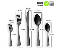 HOMQUEN Schwarzes Besteck/Besteck Set, 30 Stück Edelstahl Messer Gabel Löffel Set für 6 Personen (schwarz, 6 Sets)