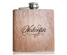 Holz Flachmann mit Gravur von eigenem Wunsch Namen! Persönliche Geschenk Idee für Männer Frauen Papa Mama Paar