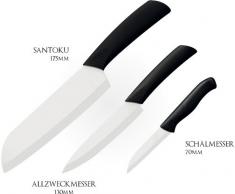 Keramik Messer Set Santoku-, Allzweck- und Schälmesser