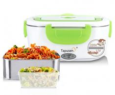 2 in 1 Elektrische Lunchbox Speisenwärmer für Auto und Arbeit 220V & 12V elektrischer Erwärmer 1,5 l Edelstahl mit zwei Fächern und Löffel