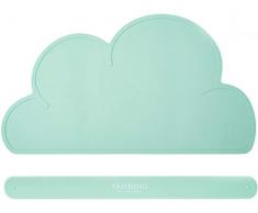 BPA-freies Platzdeckchen Kinder Set mit Haltegurt 30x22cm – 100% weiche Tischunterlage Kinder – Kleckerfrei Essen mit sicherem Silikon Platzset – einfache Reinigung, spülmaschinenfest YAMBINO®(türkis)