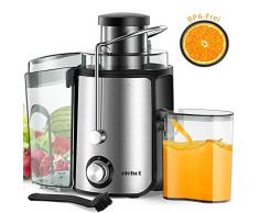Entsafter Zentrifugaler zwei Geschwindigkeit Juicer mit 65mm große Einfüllöffnung Überhitzungsschutz und Überlastschutz für Obst und Gemüse 500 ml Saftbehälte mit Reinigungsbürste BPA Frei von ELEHOT