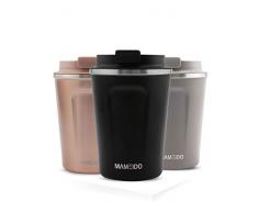 MAMEIDO Thermobecher Schwarz Matt 350ml 0,35l - Kaffeebecher, Edelstahl doppelwandig isoliert, auslaufsicher, Coffee to go, Kaffee & Tee Isolierbecher Travel Mug