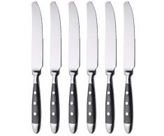 GRÄWE Tafel-Messer 6er Set - Menümesser aus geschmiedetem Edelstahl, rostfrei, nickelfrei, schwarzer Griff, SerieNÜRNBERG