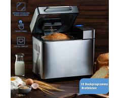 Bvivoa Brotbackautomat Brotbackmaschine Backmeister mit 19 Programme für 500g-1000g Brotgewicht, 710W, 15 Stunden Timing-Funktion, Warmhaltefunktion, Sichtfenster und LED Bildschirm, Silber (Silber)