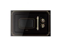 Klarstein Victoria 20 Einbau-Mikrowelle - Retro, 20 L, 800 W Mikrowellen-/1000 W Grillleistung, 3 Kombi-Funktionen, Edelstahl, inkl. Einbaurahmen, schwarz