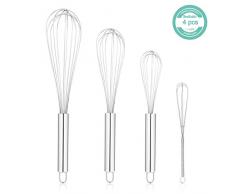 SveBake 4 Schneebesen Set - Edelstahl Küchen Schneebesen Ballonschneebesen Küchenutensilien zum Mischen von Rühren, 17,5cm + 21,5cm + 25,5cm + 30cm