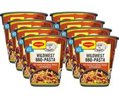 Maggi Food Travel Cup Wildwest BBQ-Pasta, Nudeln mit Rindfleisch & Kidneybohnen in süß-rauchiger Sauce, 8er Pack (8 x 60g)
