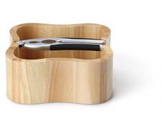 Continenta quadratische Nussschale aus Gummibaumholz mit integriertem Qualitäts-Nussknacker, Größe: 24,5 x 24,5 x 8 cm