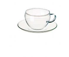 Bohemia Cristal 093 006 011 SIMAX Cappuccinotasse Eva ca. 250 ml aus hitzebeständigem Borosilikatglas 4er Set mit Glasuntersetzer Eva
