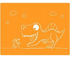 Dinomio Tischunterlage für Kinder Maus und Dino orange - rutschfest, 40 x 30 cm