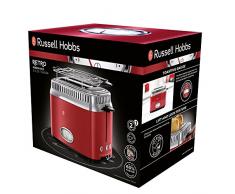 Russell Hobbs Toaster Retro Rot 21680-56 (1300W, Countdown-Anzeige im Retrodesign, Brötchenaufsatz, 6 einstellbare Bräunungsstufen + Auftau-& Aufwärmfunktion, Schnell-Toast-Technologie)