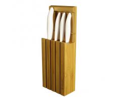 Kyocera Bamboo Block mit 4 GEN White Messern Messerblock, Bambusholz, Bambus Holz, 34 x 12,3 x 6,6 cm, 5-Einheiten
