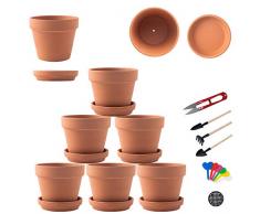 Terrakotta-Töpfe mit Untertassen, große Töpfe, Töpfer, Kaktentöpfe, Fleischtöpfe, Abflusslöcher, ideal für Pflanzen, Basteln, Hochzeiten, Gastgeschenke 4.6 inches