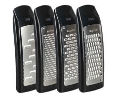 Levivo Erweiterungs-Set für Käsereibe, 4-TLG, Edelstahl, Zusatz für Käse Reibe, Käsehobel Erweiterungsset, Käse Hobel Aufsatz, Käsereibe Aufsätze, 7,5 x 5,5 x 16,5 cm, 4-Einheiten, schwarz