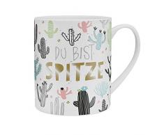Happy Life 46232 XL Jumbo-Tasse mit Kaktus und Spruch Du bist spitze, Porzellan-Tasse mit Geschenk-Banderole
