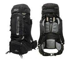 Beefree 80 Liter Rucksack Deluxe - Schwarz | Inklusive Regenhülle | Frontlader | Outdoor Frontlader Frontöffnung Wanderrucksäcke Trekkingrucksäck Reiserucksäck mit Regenhülle