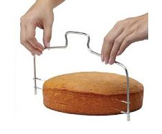 BIGBOBA Tortenbodenteiler mit gezahntem Schneidedraht Tortenschneider Doppellinie Verstellbare Tortenbodenteiler Edelstahl Kuchen Cut Werkzeuge,33 cm x 16 cm