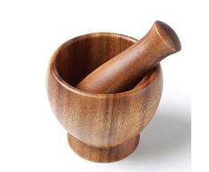 SILOLA Handgemachtes Holzmörser-Stößel-Set - für die Küche Rustikale Handgewürzkräuter-Brecherschale Handgemachte dekorative manuelle Zerkleinerung
