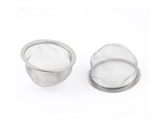 sourcing map 2 Stück Teesieb Teefilter Edelstahl Masche Design 80mm Außen-Dmr Teeblätter Sieb Silber DE de