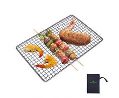 iBasingo Titan Grillrost Outdoor Grillrost Holzkohle BBQ Net Grill Platte Ultraleichtes Backen Kühl Rack Schwere Speisen Kochen Braten Küchenutensilien für Outdoor Camping Wandern Ti15108I