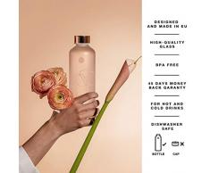 EQUA Wasserflasche aus Glas mit mattem Finish, 750 ml - Borosilikatglas - BPA-frei und auslaufsicher