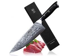 TURWHO Damaskus Kochmesser, 8 Inch Japanisches 67-Layer-VG-10 Damaskus Stahl Professionelles Küchenkochmesser