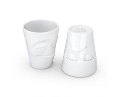 FiftyEight T012701 Becher Set grummelig/verschmitzt Tasse Porzellan 12 x 10 x 10 cm 2 Einheiten, weiß