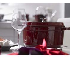 Staub 1102606 Cocotte/Bräter, rund mit Deckel 26 cm, 5,0 L, mit mattschwarzer Emaillierung im Inneren des Topfes, kirsche